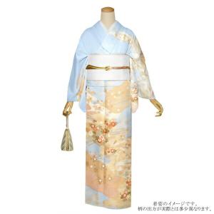 訪問着 お仕立て上がり 単品「薄藤色 霞、籬に菊」正絹着物 礼装 正絹