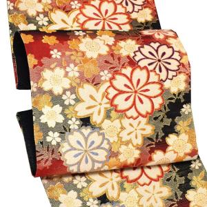 振袖 帯「シルバー 黒×金、荒波」日本製 未仕立て 六通柄 振袖用 袋帯