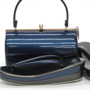 草履バッグセット 成人式 振袖 草履 バッグ レディース 紺 ネイビー 青