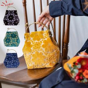 ソアソウル バッグ SOAR SOLe がま口バッグ 花パッチ ゴブラン織