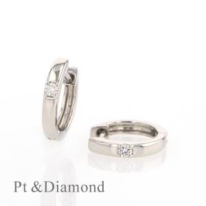 ジュエリーフィガロ プラチナ ダイヤモンド フープ ピアス 中折れ式