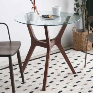 カフェテーブル 直径80cm ラタン調 ガラス マーレ （ テーブル