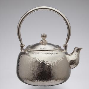茶道具 銀瓶 銀びん 銀ビン 湯沸かし 湯沸し 六瓢 銀燻 銀いぶし 900ml