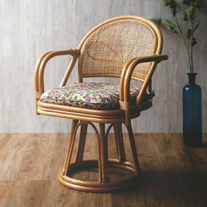 東京ラタン 天然籐肘付き回転チェア 回転座椅子 ハイタイプ 肘付き 籐