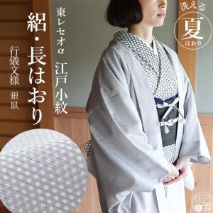 洗える羽織] 絽 江戸小紋 長羽織 毛万筋 空色 ブルー 水色 青色 縦縞