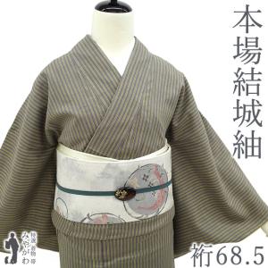 本場 結城紬 雲に寄せ模様 重要無形文化財 本結城 証紙付き 濃紺色