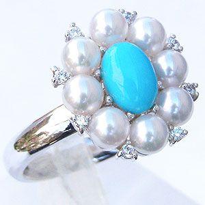 パールリング 普段使い パール リング あこや本真珠 トルコ石