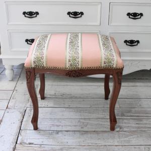 イタリア製 スツール ストライプ グリーン 猫脚 木製 完成品