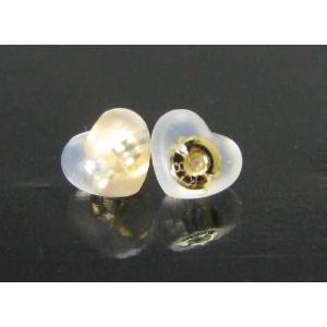 ピアス キャッチ K18 K18PG K18WG シリコン 星 ホシ ハート 丸 ダブル