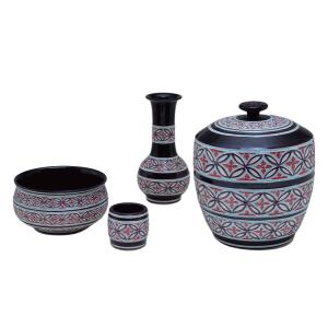 皆具 かいぐ 紺紫交趾 菊唐草 谷口菁嵐作 茶道 茶道具 交趾焼 菊唐草