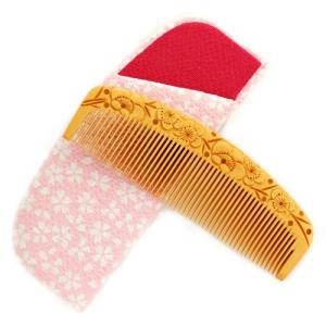 当店人気！】かわいい桜（さくら）4寸 彫解櫛 つげ櫛 高級国産 さつま