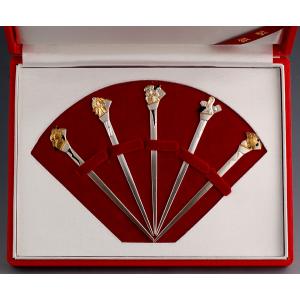 銀製品・菓子切・和楊枝「鶴亀」2本セット : 銀食器・銀製器の老舗上田