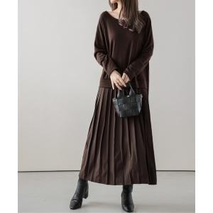 ap retro ワンピース 深Vネックパール付きワンピース / キーネック