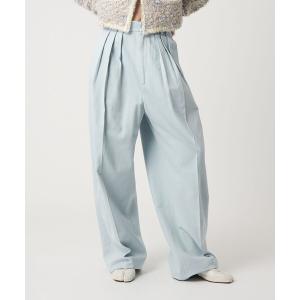 6 スラックス パンツ 「6(ROKU)」コットンレーヨン タックパンツ