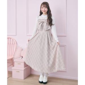 SALE】evelyn / バイカラーニットフレアワンピース ピンクベージュ S