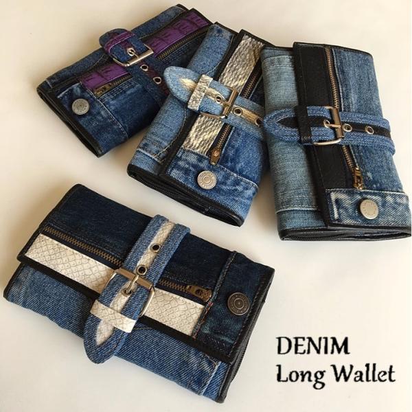 デニム 長財布 ロングウォレット ベルト−A 財布 リメイク ジーンズ