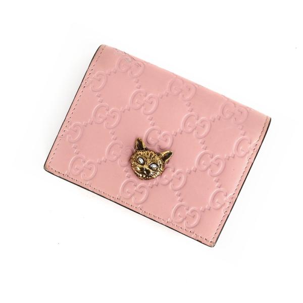 グッチシマ グッチ 財布 二つ折り レディース ピンク キャット