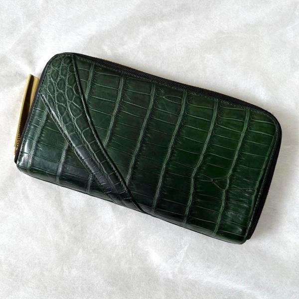池田工芸 80周年記念 ティラノ クロコダイル 長財布 王者の緑 【中古