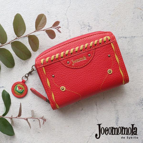 Jocomomola（ホコモモラ） 二つ折り財布 外付け小銭れ 革かがり