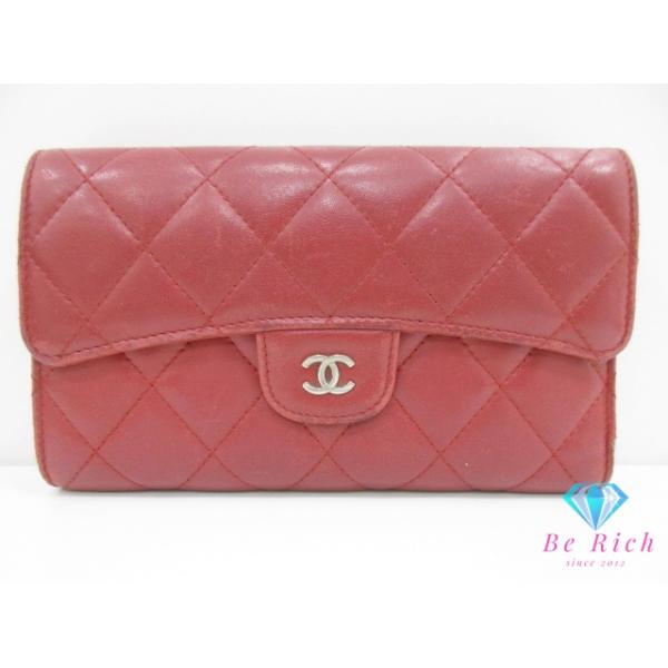 CHANEL（シャネル） 三つ折り財布 長財布 A31506 マトラッセ 赤 レッド