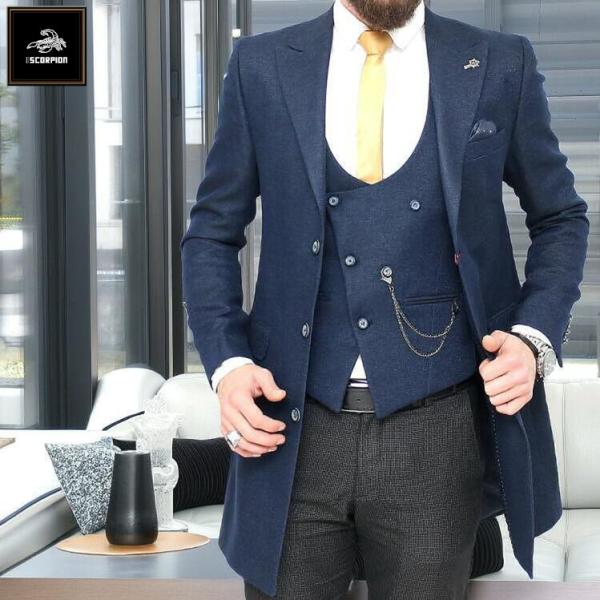 チェスターコート メンズ セットアップ ジレ ベスト ネイビー 紺 秋冬