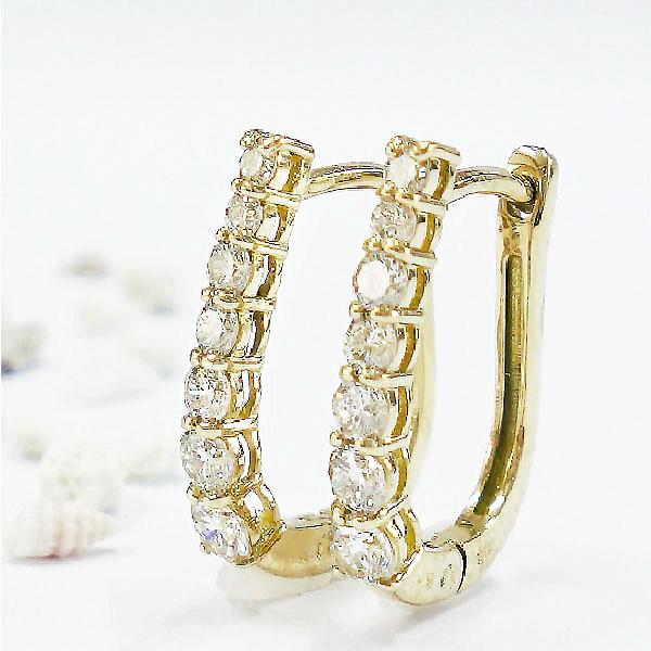 K18 ダイヤモンド 0.5ct フープ ピアス エタニティ 中折れピアス