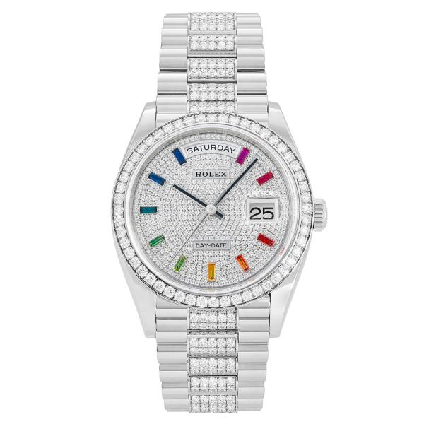 デイデイト ロレックス ROLEX 36 レインボーインデックス ベゼルダイヤ