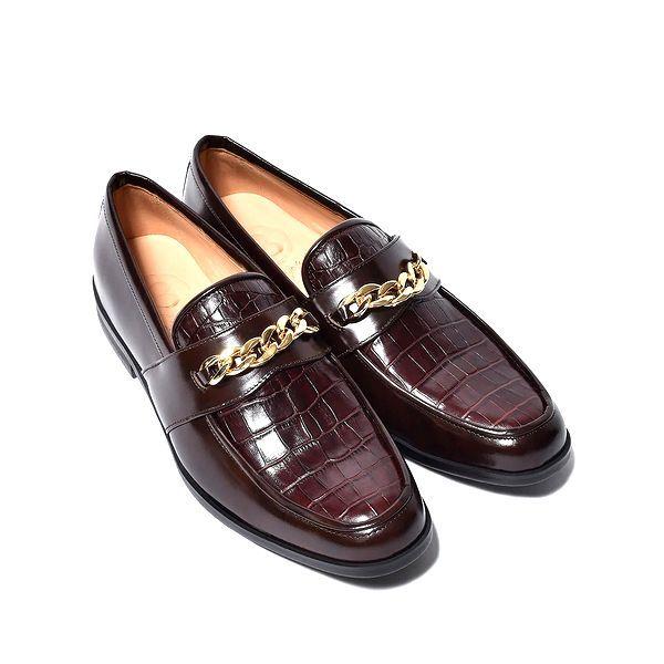 BajoLugo（バジョルゴ） クロコ チェーン ローファー クロコ型押し