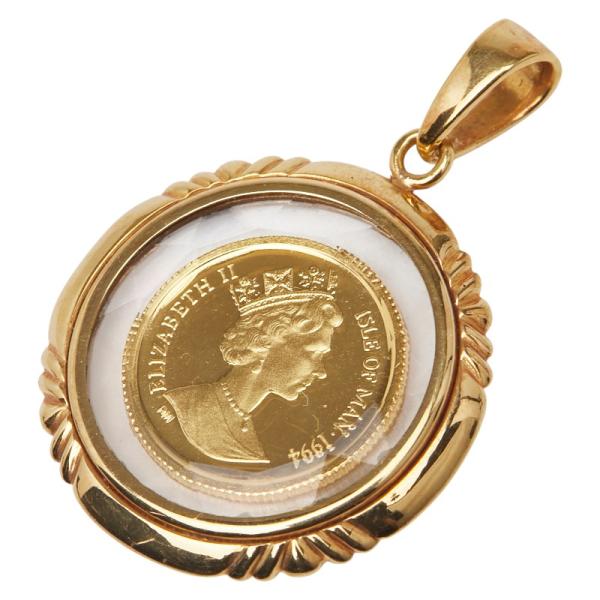 K24 ゴールド K18YG イエローゴールド エリザベス2世 マン島キャット