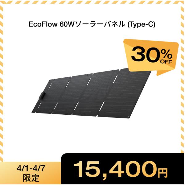 EcoFlow 60W(Type-c) ソーラーパネル ソーラーチャージャー 太陽光