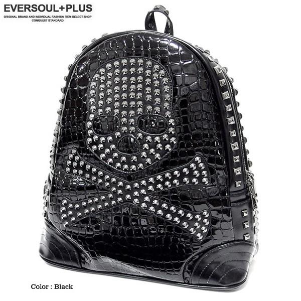 スタッズ スカル リュック フェイクレザー リュックサック 骸骨 派手