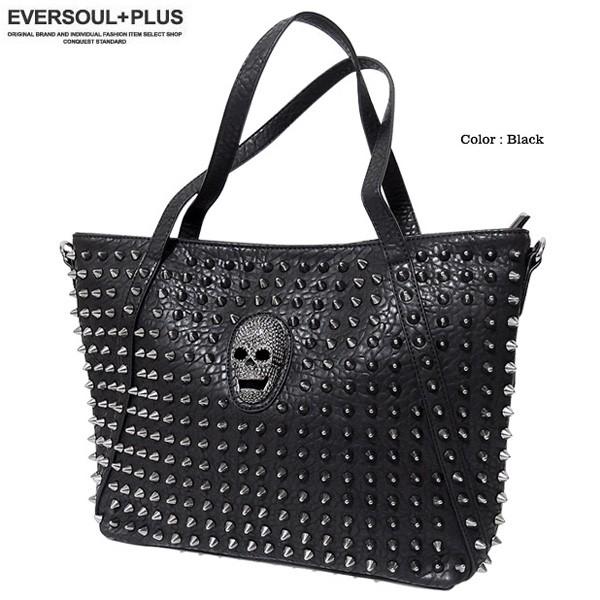 トートバッグ メンズ スカル スタッズ ショルダーバッグ フェイク