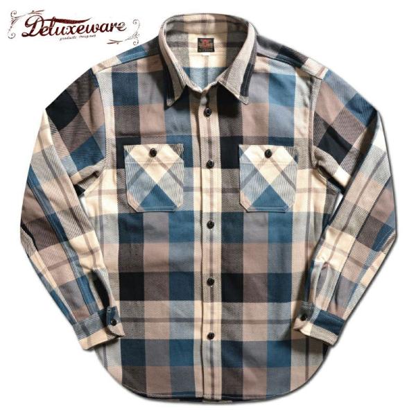 DELUXEWARE（デラックスウエア） ネルシャツ HV-57 50s BLUE KING
