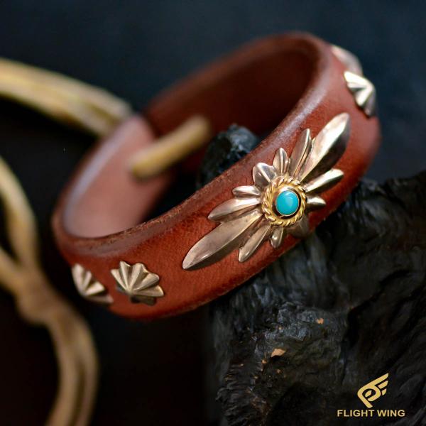 goro's（ゴローズ） 【中古】金縄TQ付きGC24コンチョ革ブレス(サドル