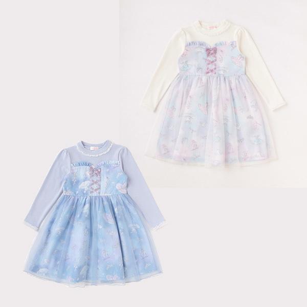 mezzo piano メゾピアノ バレリーナ柄ドッキングワンピース 90 100 110