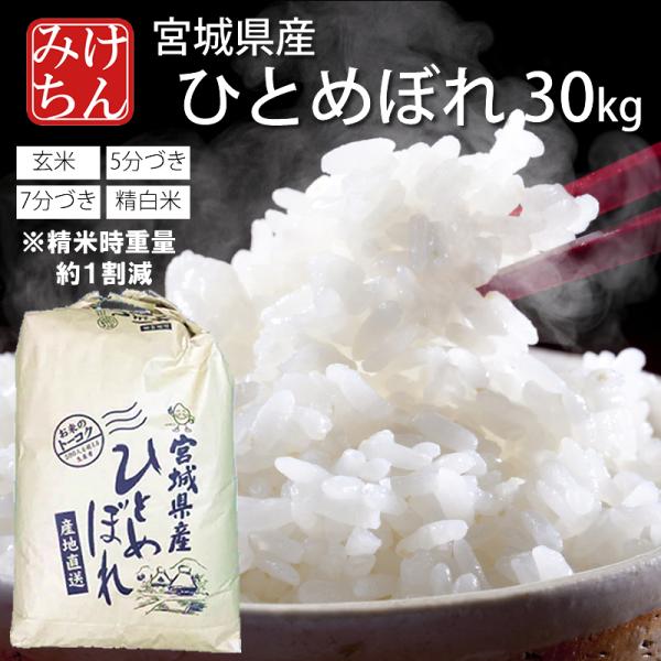 ひとめぼれ お米 米 30kg 令和7年産 送料無料 宮城県産 玄米 5分 7分
