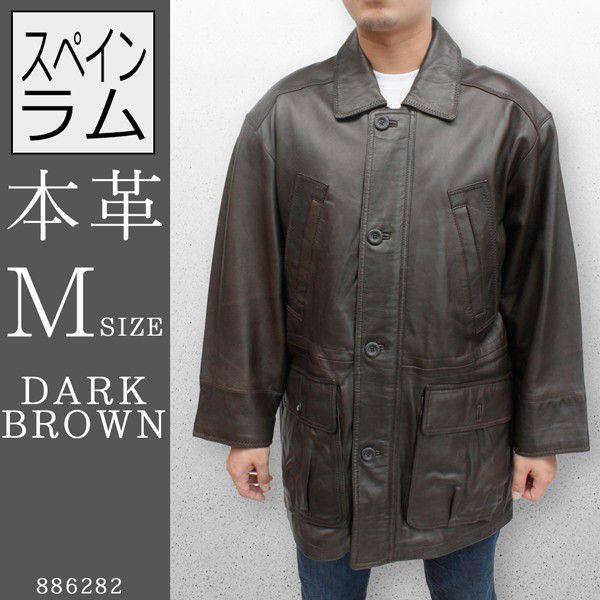 ハーフコート レザーコート メンズ 本革 スペインラム テーラーカラー