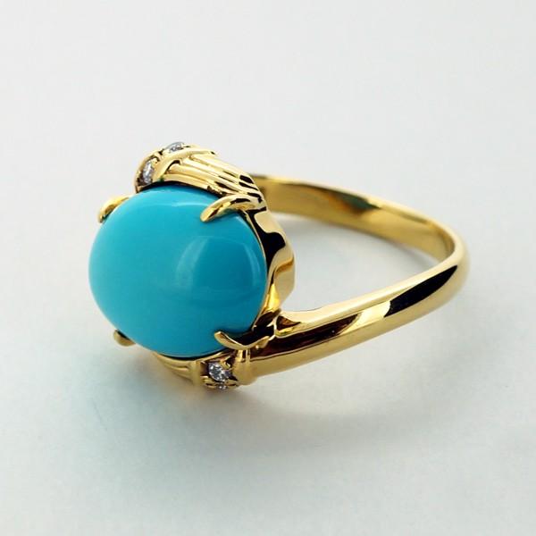 最終価格 アガットk14ターコイズダイヤモンドリング 11号 agete】K14YG