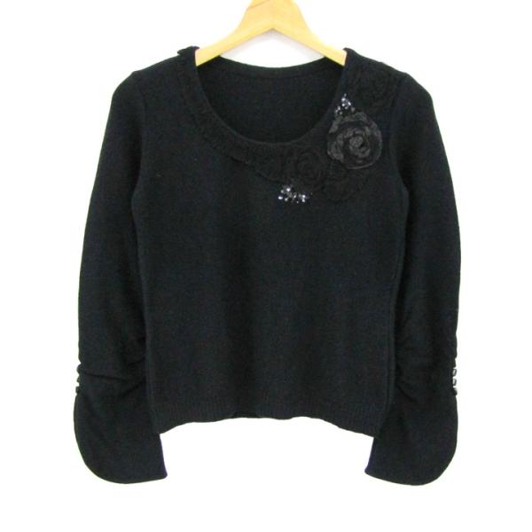 Leilian（レリアン） ニット トップス 長袖 フラワーモチーフ カシミヤ