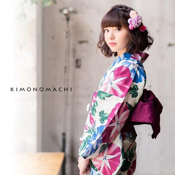 KIMONOMACHI レディース 浴衣3点セット（浴衣＋帯＋下駄） 「浴衣 朝顔