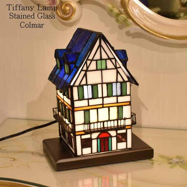 ハウス型 家型 ステンドグラス タッチランプ テーブルランプ 1灯