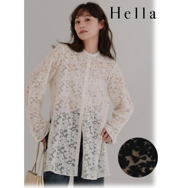 10%OFF&300円OFF) Hella / ヘラ tulle embroidery shirt 25秋冬 h253