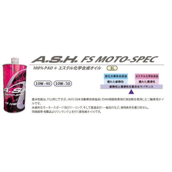 ASH FS MOTO-SPEC アッシュ2輪用エンジンオイル 100％PAO+エステル