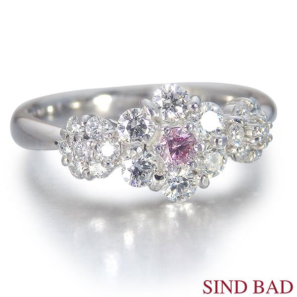 ピンクダイヤ 指輪 プラチナ リング 0.062ct センターダイヤ ピンク