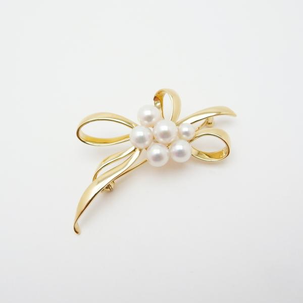 MIKIMOTO（ミキモト） アコヤ真珠 ブローチ 6.3〜4.8mm K18YG SAランク