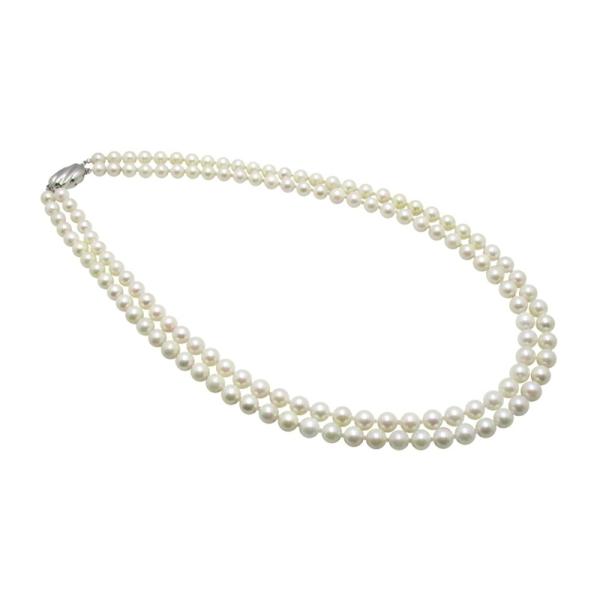 あこや 真珠 本真珠 アコヤ真珠 パール 二連 ネックレス ホワイト 6.0