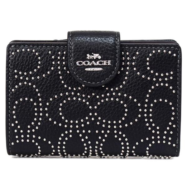COACH（コーチ） 財布 ペブルレザー シグネチャー スタッズ リベット