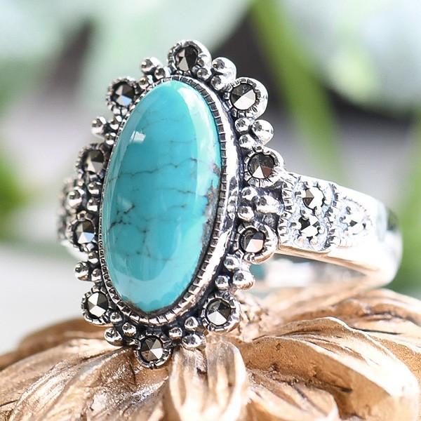 碌山 ターコイズ リング キリッとクールなトルコ石 RP 202R0728-TY