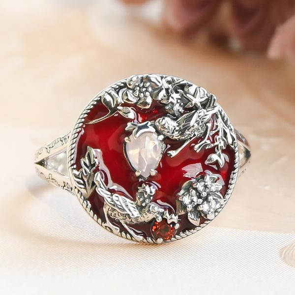 碌山 ウィリアムモリス いちご泥棒 ローズクォーツ リング 国内唯一の