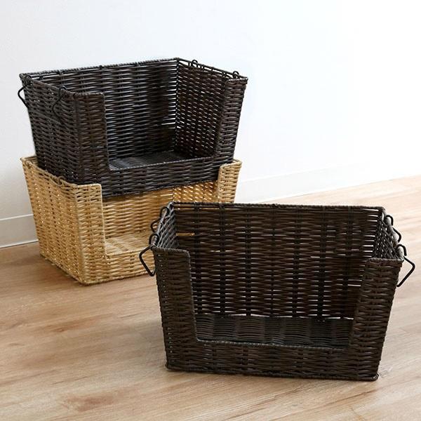 バスケット 幅36×奥行26×高さ20cm WICKER BASKET シェルフ L 前開き